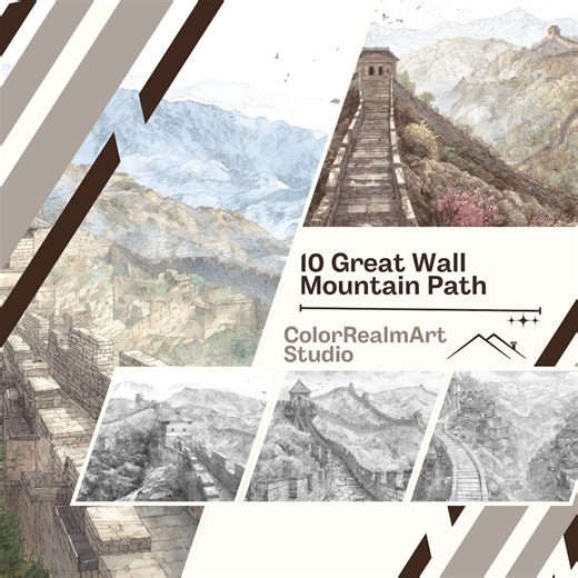 Wall Mountain Path Coloring Pages | 10 Printable China Landmark Scenes (PDF) - Etsy UK