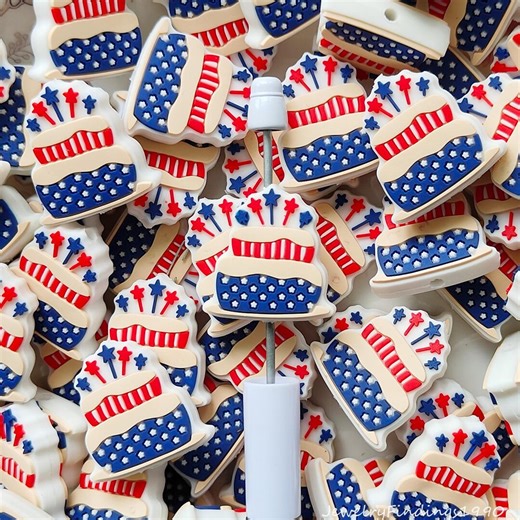 Patriotic Cake Focal Beads,bracelet Making,independence Day Pen Beads - Etsy