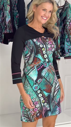 9K views · 53 reactions | Embrace the season with the Peacock Pullover 3/4 Sleeve Fitted Dress from our autumn winter collection. Featuring a rich blend of blue, pink, and black, this dress combines a flattering fitted silhouette with cozy 3/4 sleeves, perfect for cooler days. 1. PEACOCK PULLOVER 3/4 SLEEVE FITTED DRESS: https://tinyurl.com/yc3s87h2 | La Crème Boutique Gorey | Facebook