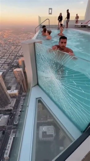 Infinity Pool Disaster at Skyscraper Height — Glass Breaks in Front 😨