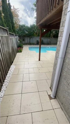 Backyard pool - beautiful Techo bloc stone used #travertine #explore #hardscape #pool #chillvibes