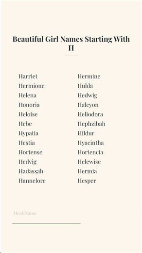 Beautiful Girl Names Starting With H