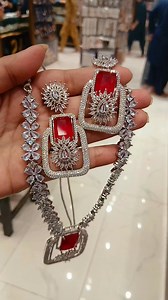 American diamond red necklace available 03214501470 | NA Jewelry