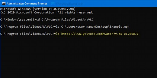 How to play video with VLC using Command Prompt