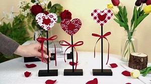 3 Pieces Valentine's Day Table Decorations Wooden Heart Set,Rustic Valentine's Day Tiered Tray Decor for Home Tables (Classic)