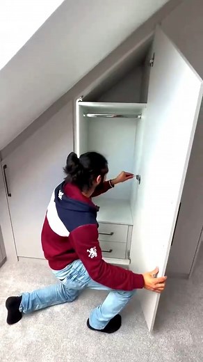 How to utilize loft room for wardrobes #safetylocker #lock #chimney #Homerenovation #renovation #bedroom #interiordesign #homedesign #bedroomdesign #locker #carpenter | Stylish Designer