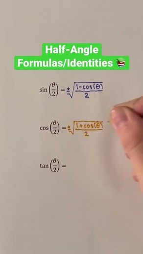 Half-Angle Formulas/Identities 📚 #Shorts #math #maths #mathematics #education #learn #study