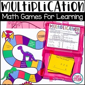 Three Digit by One Digit Multiplication Games 4th Grade Math Centers & Review
