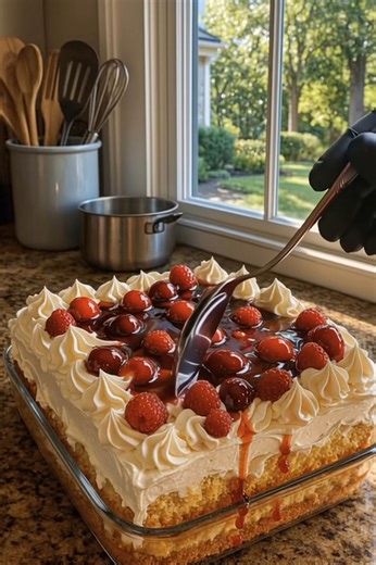 Heaven on Earth Cake 🍒☁️ A light and dreamy dessert made with fluffy angel food cake, creamy vanilla pudding, and layers of sweet cherry pie filling, topped with whipped cream and toasted almonds. Ingredients: 1-2 store-bought angel food cakes 1 instant vanilla pudding mix 1 cup plain Greek yogurt 1 can cherry pie filling, divided 1 container frozen whipped topping, thawed Recipe in the Coʍʍеոτ 👇 | Recipes by banana
