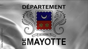 Mayotte flag waving animation, perfect looping, 4K video background, official colors, looping National Mayotte flag animation background 4k best choice and suit for your footage