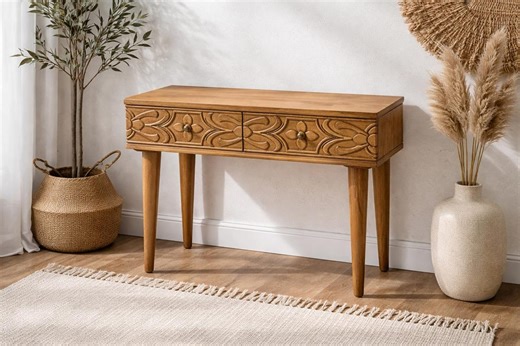 Solid Wood Console Table Handmade, Carved Wooden Entryway Table – Rustic Farmhouse Hallway Table, Luxury Sideboard Furniture, Consol Tables - Etsy