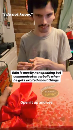 Frost Family on Instagram: "When we say Odin is mostly non speaking, that doesn’t mean that he can’t communicate at all. It just means his main form of communication is not verbal speech. Odin can speak verbally although it’s more difficult for him because he has apraxia. He also uses his AAC, simple sign language, PECS, & gestures. He understands the world around him much like other 23 year olds so when we speak to him he takes it all in. There’s no intellectual disability alongside his autism 