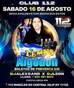 254 reactions · 21 shares | Club 112 Central Islip New York Información 631 381-8972 Esoo | Algodón | Facebook