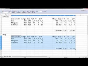 Create your own calorie table (using Excel or Open Office Calc)