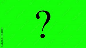 Animated Black 3D Question Mark Symbol on Green Screen. Isolated Question Mark Icon on Chroma Key for Learning, Guidance, Tip, Question, Q&A, Answer, Advice, Instruction, Information Concept.