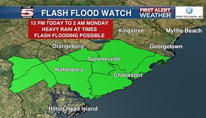 FIRST ALERT: Flash flood watch issued for portions of the Lowcountry