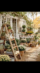 84K views · 1.6K reactions | The fall garden in bloom... mums, pumpkins, and a repurposed ladder layered with rustic charm and golden light... ✨ ㅪㅪㅪ #RusticTuesday #FallGarden #AutumnDecor #CottagePorch #FarmhouseStyle | 횛횞횜횝횒회 횝횞횎횜획횊횢 | Facebook