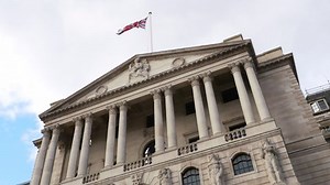 London, England, March 6th 2022: The Bank of England facade, Threadneedle St, City of London. Concept for finance, economy, cost of living, money, wages and stocks and shares. Static shot.
