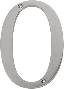 Large 5" Satin Nickel Metal Flush House Address Numbers, Bold Easy-to-read Font (0)