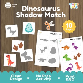 Dinosaur Shadow Match Activity | Preschool Matching Game | Dino Fine Motor