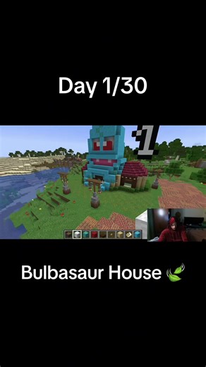 Day 1/30 Minecraft Daily Build Challenge (Bulbasaur House) #fyp #minecraft #30daychallenge #pokemon