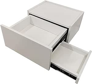 Floating Nightstand with 2 Drawers Wall Mounted Floating Shelf Side Table Bedside Table for Home Living Room (1 Pack White)