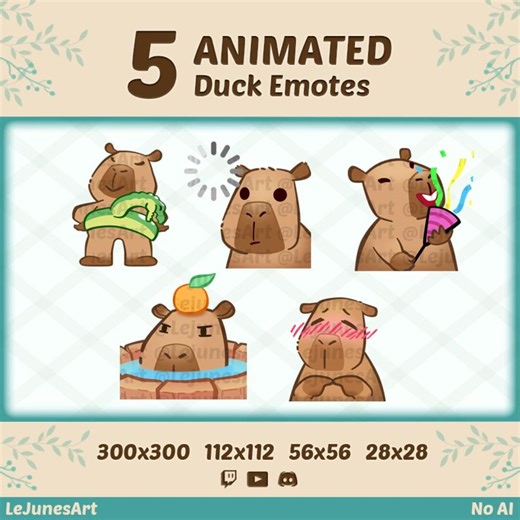 Animated Capybara Emote Pack: GIF for Twitch, Discord, Youtube (digital Download) - Etsy UK