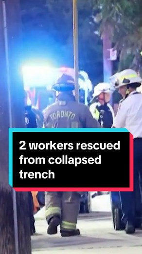 The workers became trapped around 8:30 last night at a residence on Rosemount Avenue. For more, go to CP24.com #cp24 #cp24news