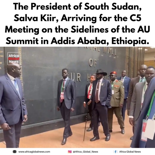 A viral video of President Salva Kiir Mayardit, who has led South Sudan since its independence in 2011, arriving for the C5 meeting on the sidelines of the African Union summit in Addis Ababa, Ethiopia, has sparked debate around his health. The video, which has circulated widely online, has prompted discussion and concern among some observers about his health. Authorities have not commented on the speculation. #AfricaGlobalNews #SouthSudan #AUSummit #AfricanLeadership #Diplomacy | Africa Global 