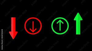 Up and down red and green arrows motion graphics 2d animated video clip 4k size without background