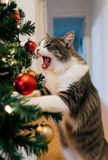 This Cat Is VERY Angry at the Christmas Tree 😾🎄