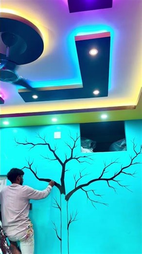 3d simple tree wall design #rangchobi_wallart