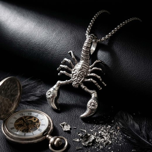 Large Scorpion Pendant Necklace — Gothic Biker Jewelry for Men · Scorpio Gift · Tribal Carved - Etsy
