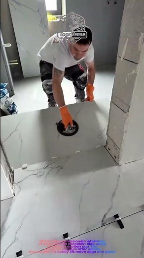 Professional Large Format Tile Installation Using a Vacuum Suction Cup | Precision Tile Placement