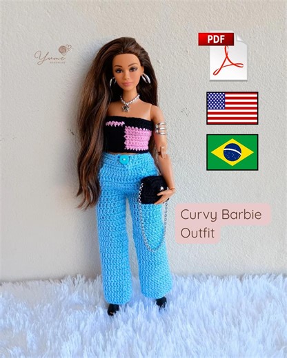 Curvy Barbie Crochet Outfit Pattern PDF | Easy Doll Clothes Tutorial | Step-by-Step Photos | Instant Download | Beginner Friendly