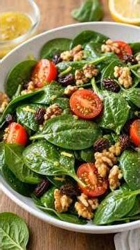 Fresh Spinach and Walnut Salad #mediterraneancooking #recipes