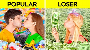 Rich vs poor girl || Broke popular student vs rich loser student by 123 Go! Challenge 😎🤓 | 123 GO Challenge