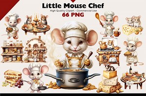Cute Little Mouse Chef Clipart Bundle, Mice in Kitchen Watercolor, Mouse Chef PNG, Mouse Cooking Graphics, Chefs Hat Mouse Images, Scrapbook - Etsy