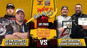 Kevin Schmitz and Sean Caflisch vs Aric Bobzien and Aidan Cromwell in the Final of the Doubles 501 Event at WAMO 2025! 🎤 Commentary by Nick Dichiria and Will Stuart 🎯 Get more information on WAMO here ➡️ https://wamo.net/ Special shoutout to Booyah Darts for bringing us out to stream another great year at WAMO! | USA Darts