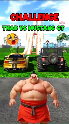 THAR 🆚 MUSTANG GT KAUN JEETEGA 🤔 || Indian bike driving 3D || #gta​ #shorts​