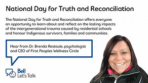 3.3K views · 71 reactions | The National Day for Truth and Reconciliation offers everyone an opportunity to learn about and reflect on the lasting impacts of the intergenerational trauma caused by residential schools and to honour Indigenous survivors, families and communities. Hear from Dr. Restoule, psychologist and CEO of First Peoples Wellness Circle. #BellLetsTalk #NDTR #EveryChildMatters | Bell Let's Talk | Facebook