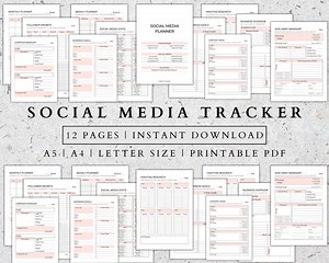 Social Media Planner Printable: Marketing, Content, Follower Tracker (A5 A4) - Etsy