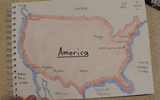 Aussie ASMR Man - 美国地图（美国）- 澳大利亚口音- 咀嚼口香糖、画画和用低语描述