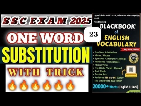 Black Book🔥One Word Substitution Tricks in Hindi | SSC CGL 2025 English Vocabulary |SSC CHSL,CPO,MTS