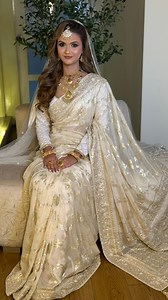 83K views · 1K reactions | Beautiful Bride wearing our pure ivory khaddi saree with hand zardosi work 懶. | OSHIN | Facebook