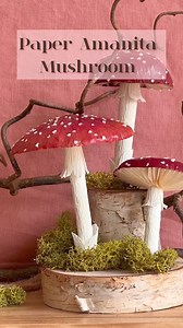 Bring a healthy dose of forest magic into your home 🍄 Doesn't this craft look like something you'd see at Anthropologie?! These gorgeous crepe paper Amanita mushrooms were handcrafted with a magic Mod Podge touch... Find the full tutorial and templates at the Monthly Collection link in our profile! 🤗 | Lia Griffith - Handcraft Your Life