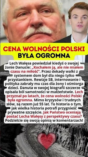 Cena wolności Polski była ogromna Lech Wałęsa