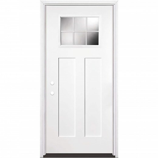 Reviews for Masonite 36 in. x 80 in. Craftsman 6 Lite Right-Hand Inswing Primed White Smooth Fiberglass Prehung Front Door w/ Brickmold | Pg 2 - The Home Depot