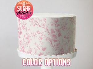 Climbing Rose Cake Wrap French Toile Pink Floral Edible Image Dusty Blue Shabby Chic Frosting Sheet Romantic Cottagecore Garden Wedding - Etsy