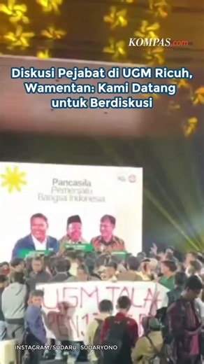 Wakil Menteri Pertanian (Wamentan) Sudaryono mengungkapkan, kehadirannya di Universitas Gadjah Mada, Yogyakarta pada Senin (15/6/2026) bertujuan membuka ruang dialog dengan mahasiswa. Ia datang bersama Menteri Agraria dan Tata Ruang/Kepala Badan Pertanahan Nasional (ATR/BPN) Nusron Wahid dan Kepala Badan Percepatan Pengentasan Kemiskinan (BP Taskin) Budiman Sudjatmiko. Sudaryono mengaku tetap berada di lokasi bersama Nusron. Namun, situasi disebut semakin memanas setelah terjadi pelemparan botol